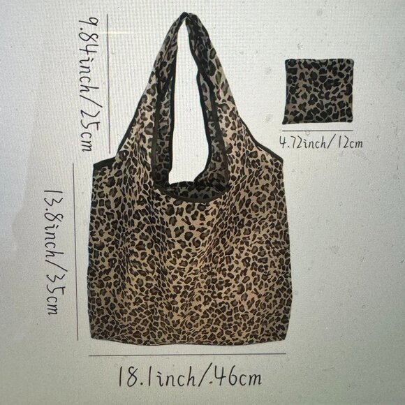 Tote Bag Leopard Print Reusable Collapsible, Lightweight, Spacious, Durable SALE - Picture 2 of 2